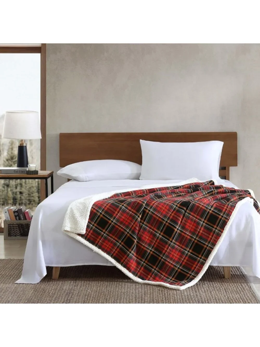 Super Soft Reversible Sherpa & Fleece Throw Blanket for Couch - Cozy Bedding